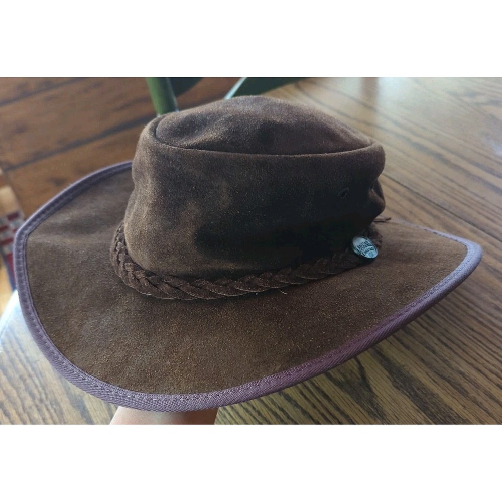 Barmah 1062 Foldaway Oiled Cattle Leather Hat Brown Suede Size XXL 2XL Australia